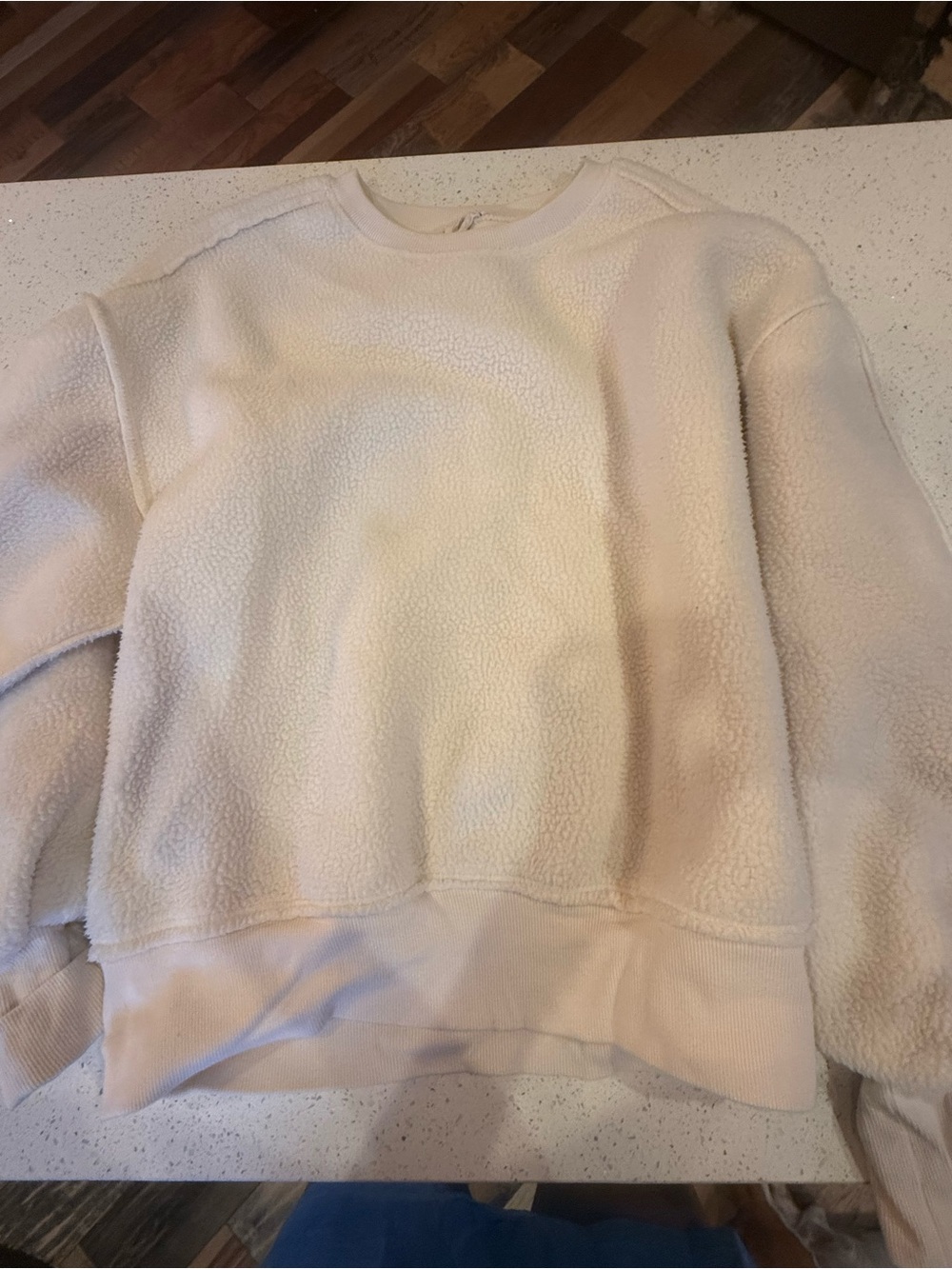 Pilcro Cream Sherpa Crewneck Pullover